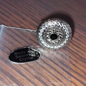 Black & Clear Swarovski Crystal Ring, Sz 11